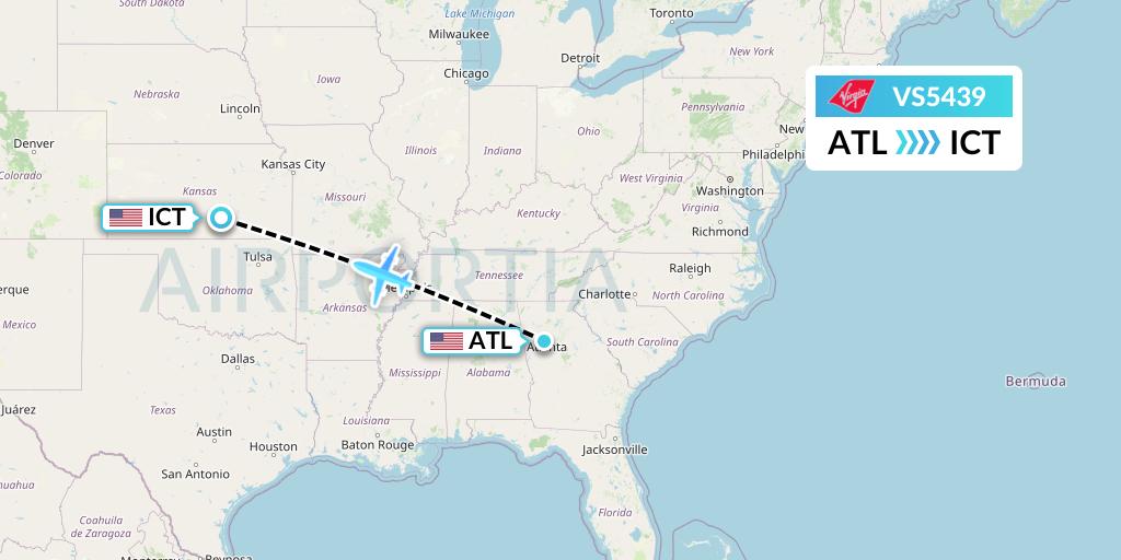VS5439 Virgin Atlantic Airways Flight Map: Atlanta to Wichita