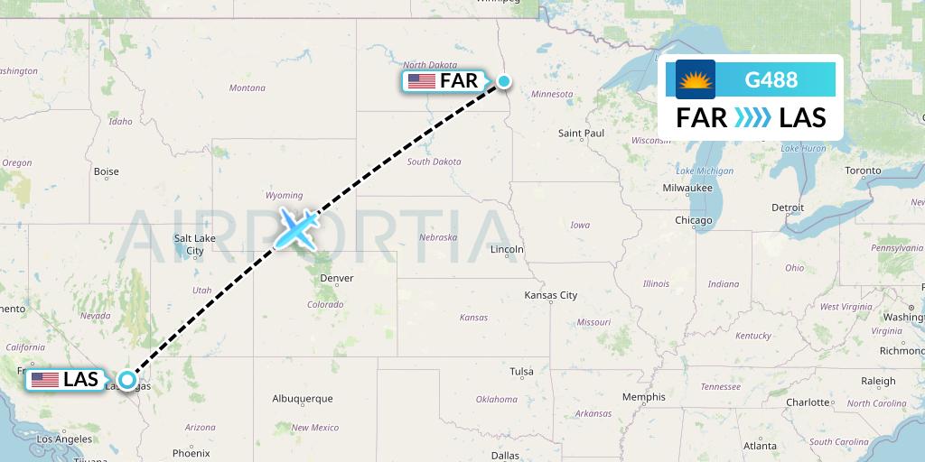 G488 Allegiant Air Flight Map: Fargo to Las Vegas