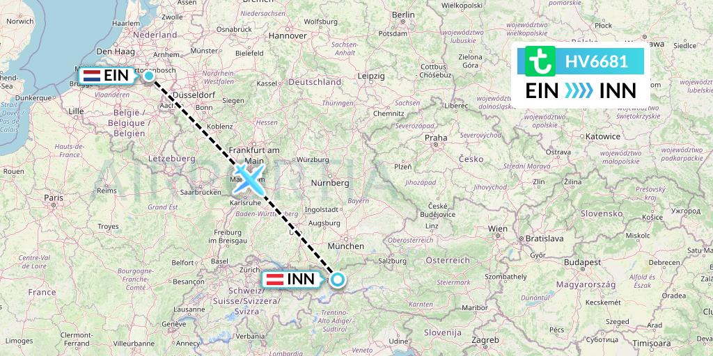 HV6681 Transavia Flight Map: Eindhoven to Innsbruck