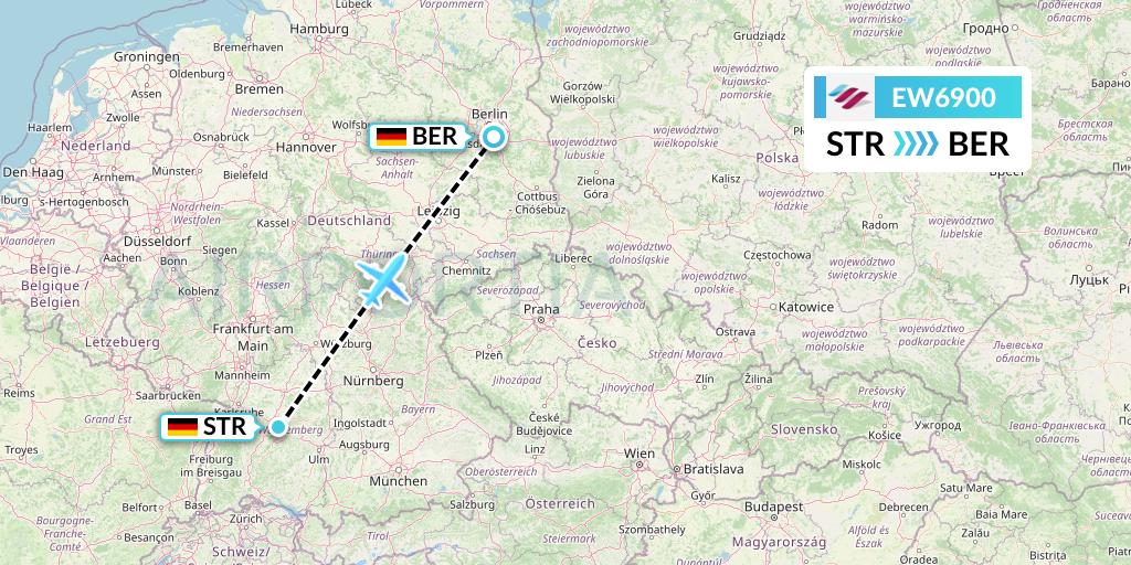 EW6900 Eurowings Flight Map: Stuttgart to Berlin