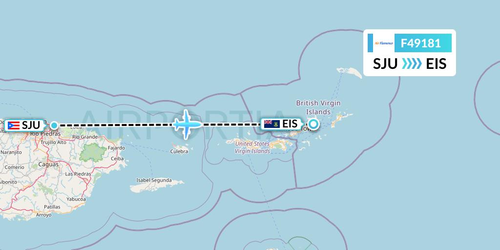 F49181 Air Flamenco Flight Map: San Juan to Beef Island