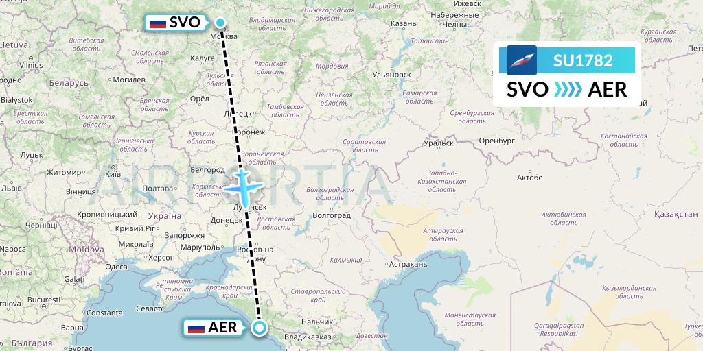 SU1782 Aeroflot Flight Map: Moscow to Sochi