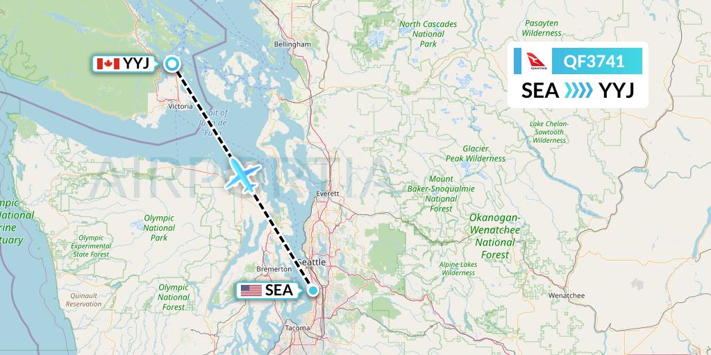 QF3741 Qantas Flight Map: Seattle to Victoria