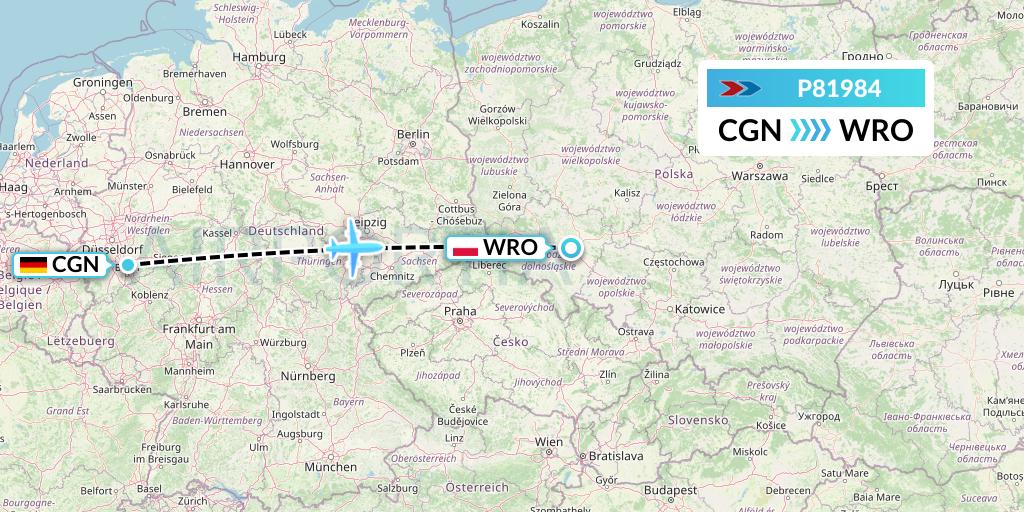 P81984 Sprint Air Flight Map: Cologne to Wroclaw