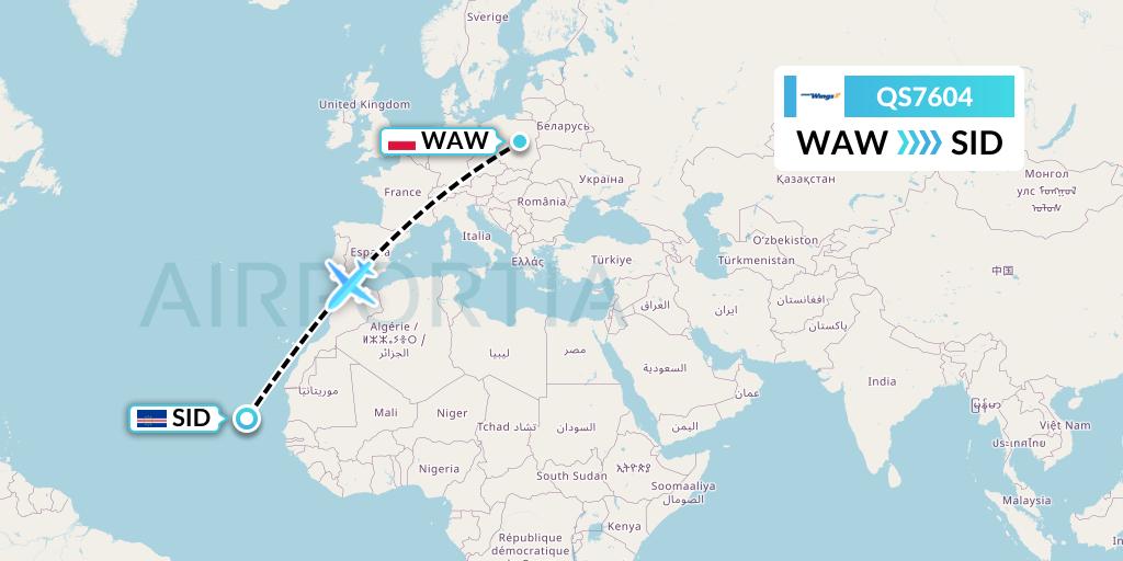 QS7604 Smartwings Flight Map: Warsaw to Espargos
