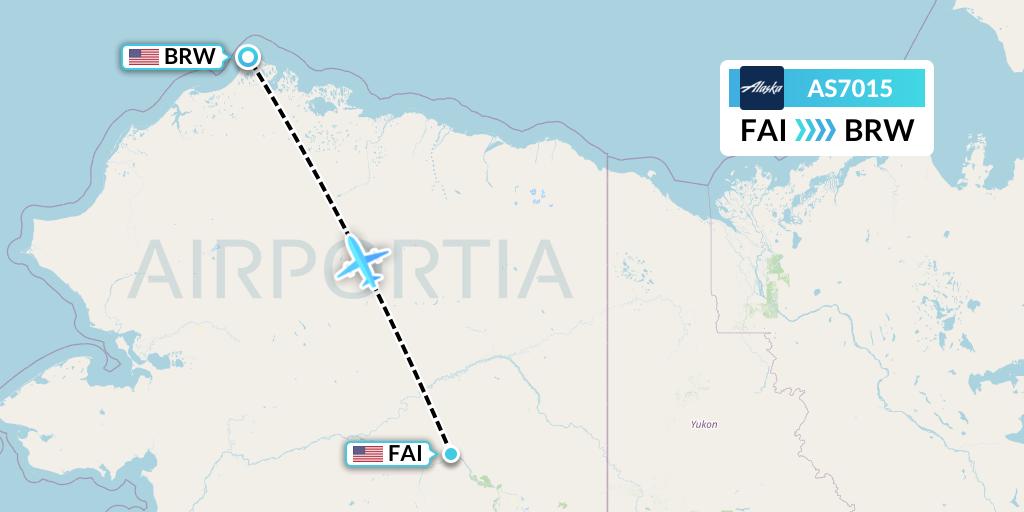 AS7015 Alaska Airlines Flight Map: Fairbanks to Barrow