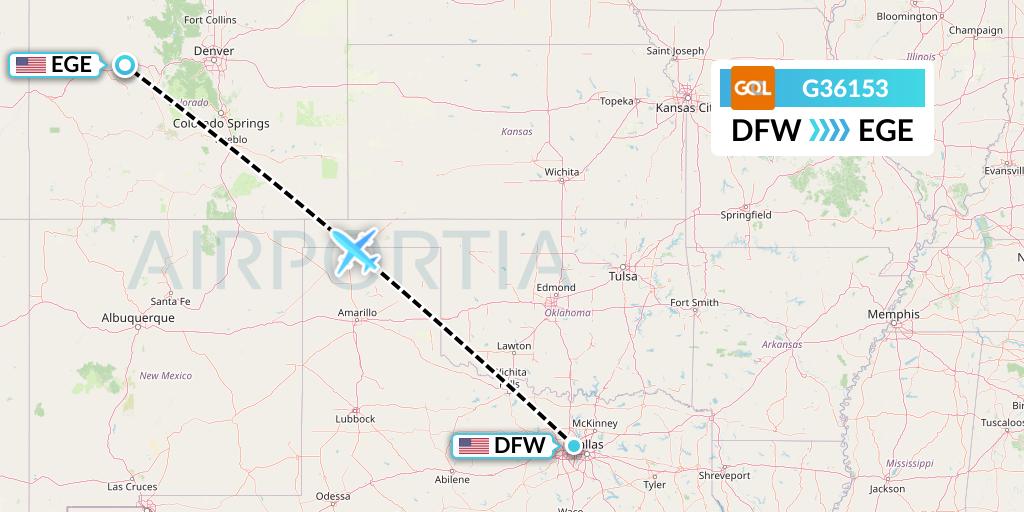 G36153 GOL Transportes Aeros Flight Map: Dallas to Eagle