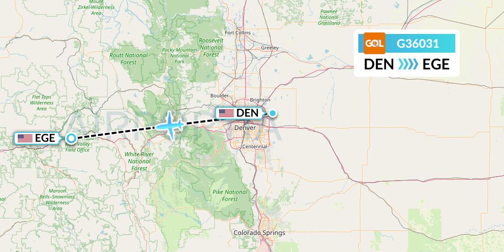 G36031 GOL Transportes Aeros Flight Map: Denver to Eagle