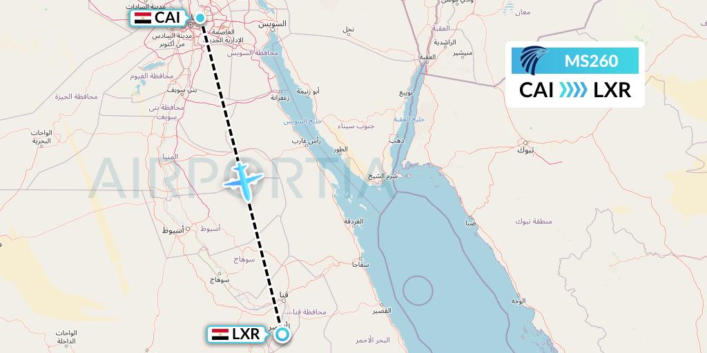 MS260 EgyptAir Flight Map: Cairo to Luxor