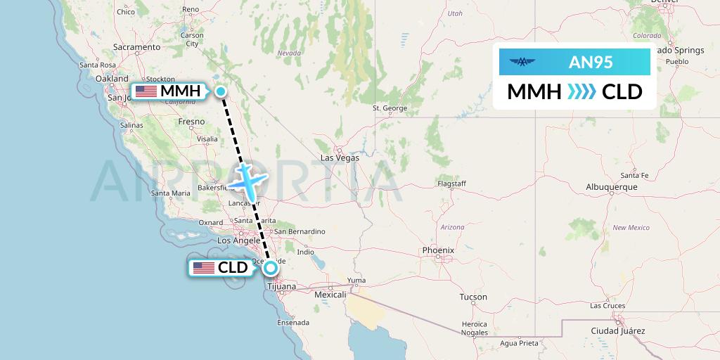 AN95 Advanced Air Flight Map: Mammoth Lakes to San Diego