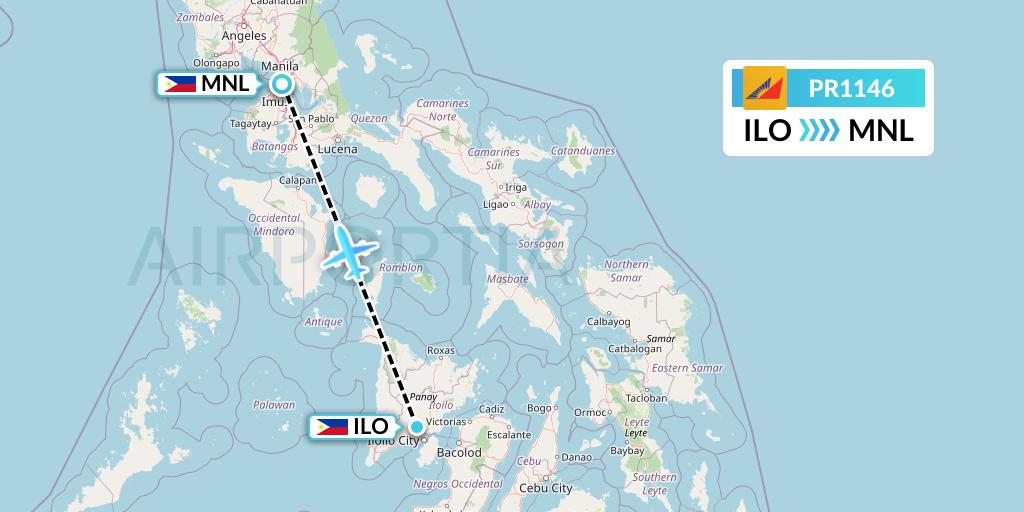 PR1146 Philippine Airlines Flight Map: Iloilo to Manila