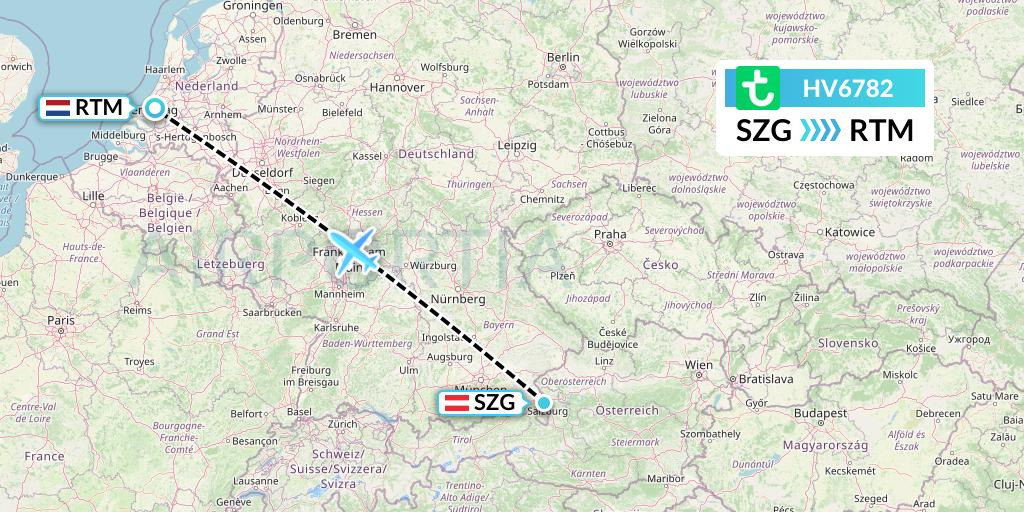 HV6782 Transavia Flight Map: Salzburg to Rotterdam