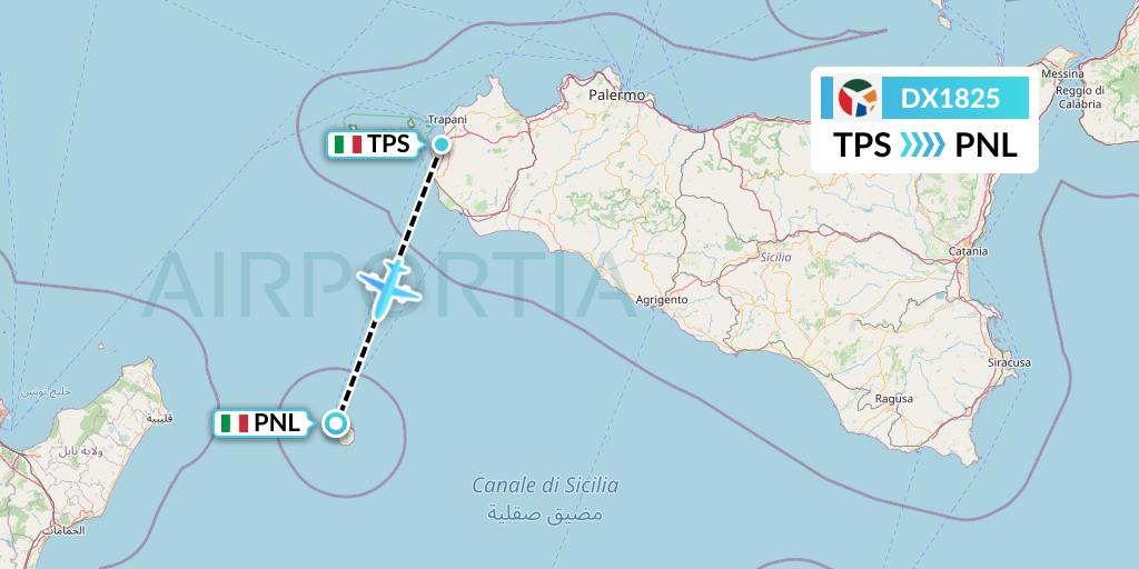 DX1825 Danish Air Transport Flight Map: Trapani to Pantelleria