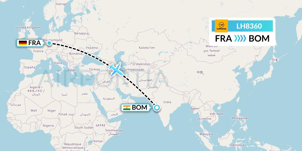 LH8360 Lufthansa Flight Map: Frankfurt to Mumbai