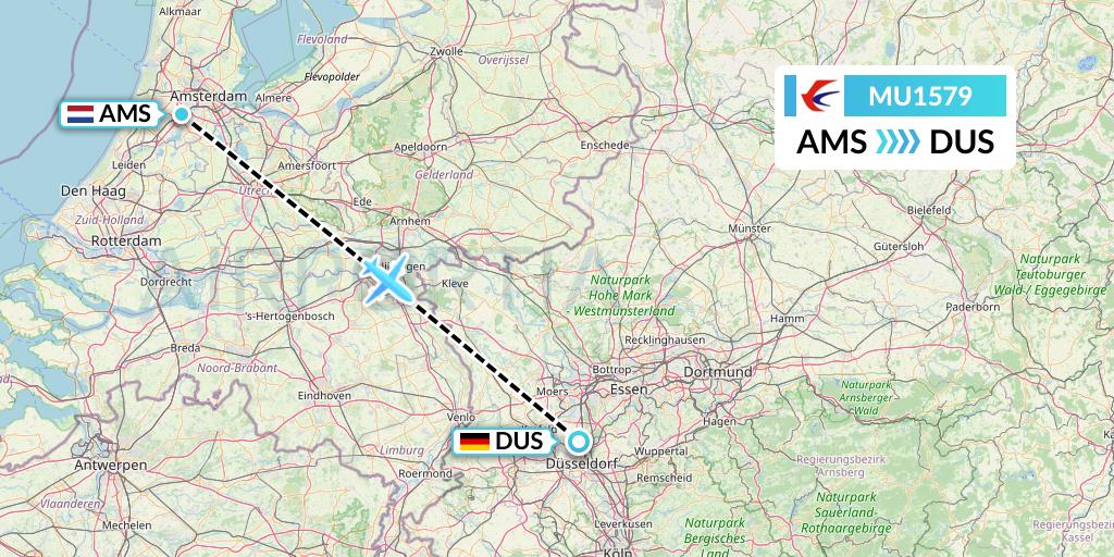 MU1579 China Eastern Airlines Flight Map: Amsterdam to Dusseldorf