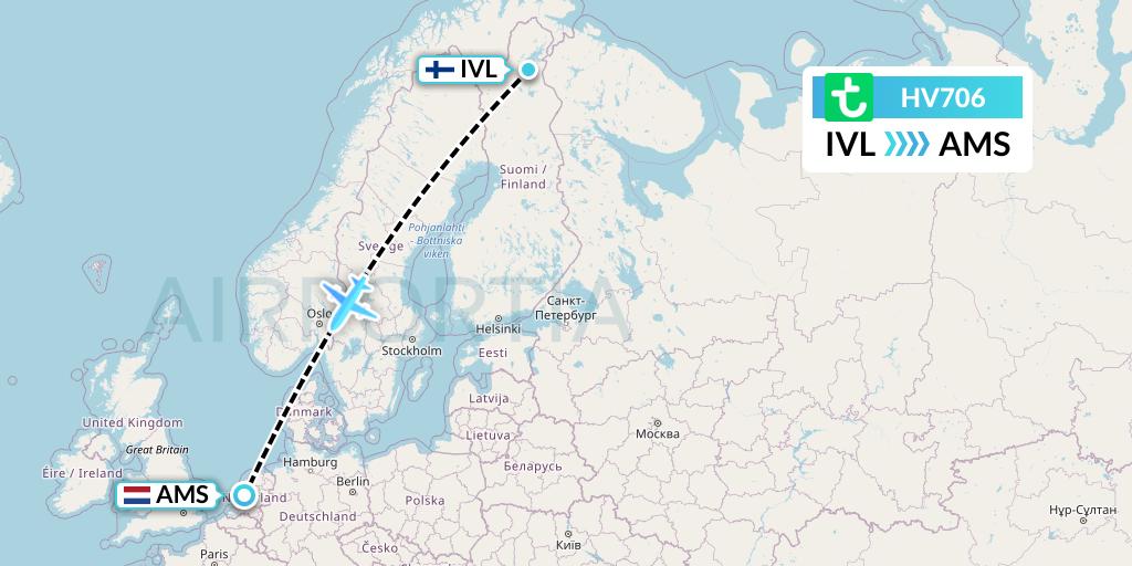 HV706 Transavia Flight Map: Ivalo to Amsterdam
