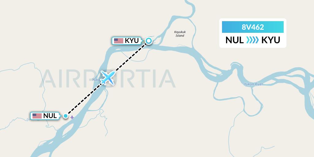 8V462 Wright Air Service Flight Map: Nulato to Koyukuk
