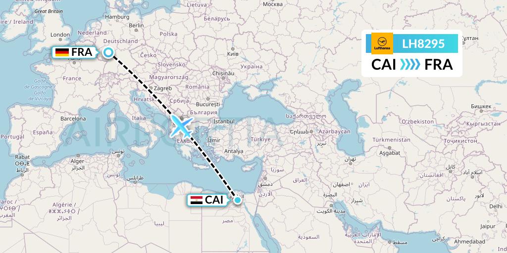 LH8295 Lufthansa Flight Map: Cairo to Frankfurt