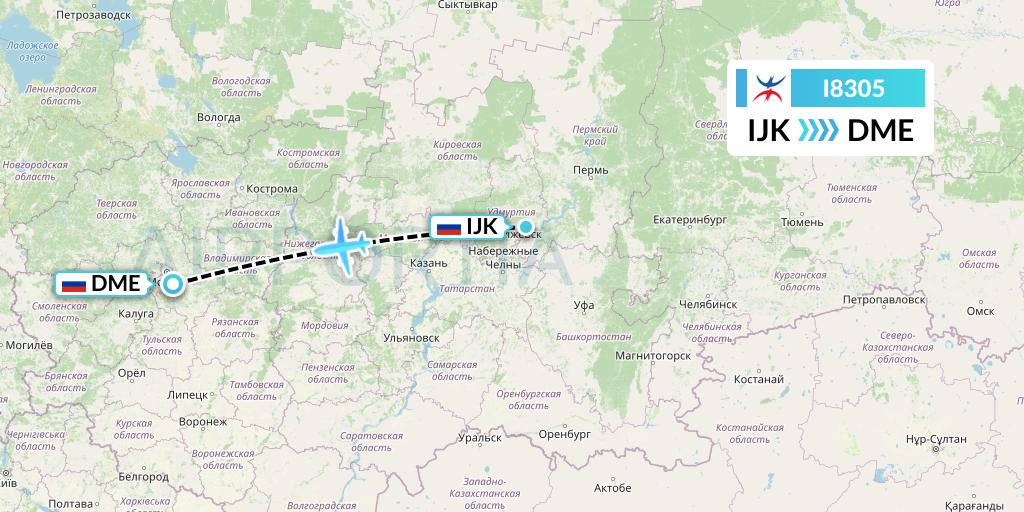 I8305 Izhavia Flight Map: Izhevsk to Moscow