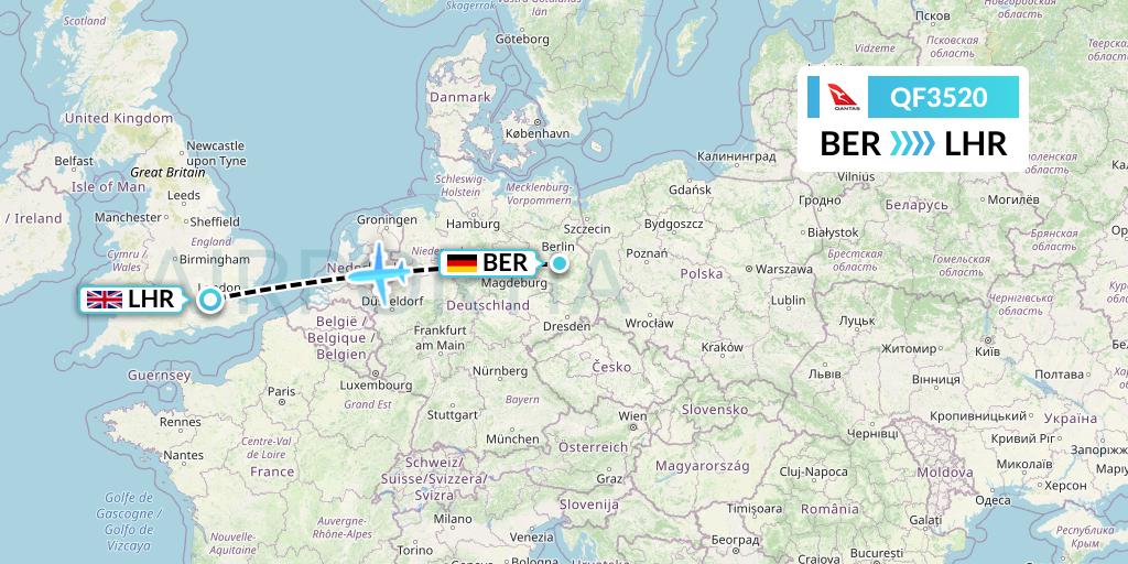 QF3520 Qantas Flight Map: Berlin to London