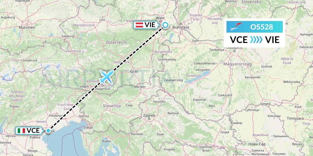 OS528 Austrian Airlines Flight Map: Venice to Vienna
