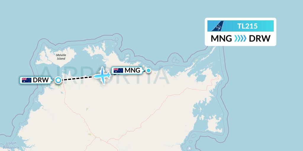 TL215 Airnorth Flight Map: Maningrida to Darwin