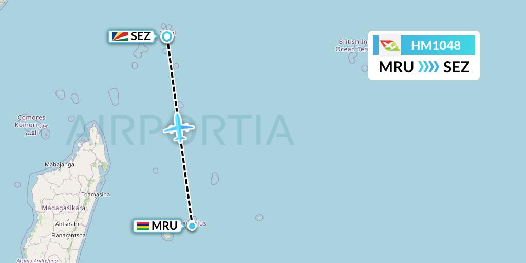 HM1048 Air Seychelles Flight Map: Port Louis to Victoria