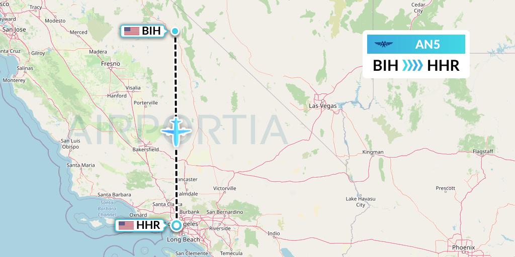 AN5 Advanced Air Flight Map: Bishop to Hawthorne