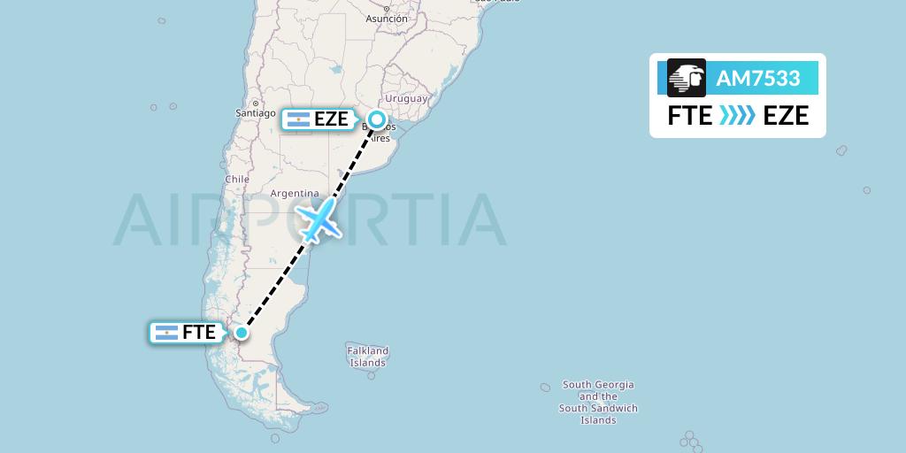 AM7533 Aeromexico Flight Map: El Calafate to Buenos Aires