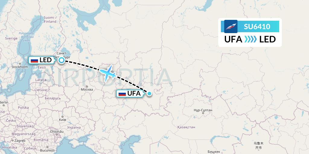 SU6410 Aeroflot Flight Map: Ufa to St. Petersburg