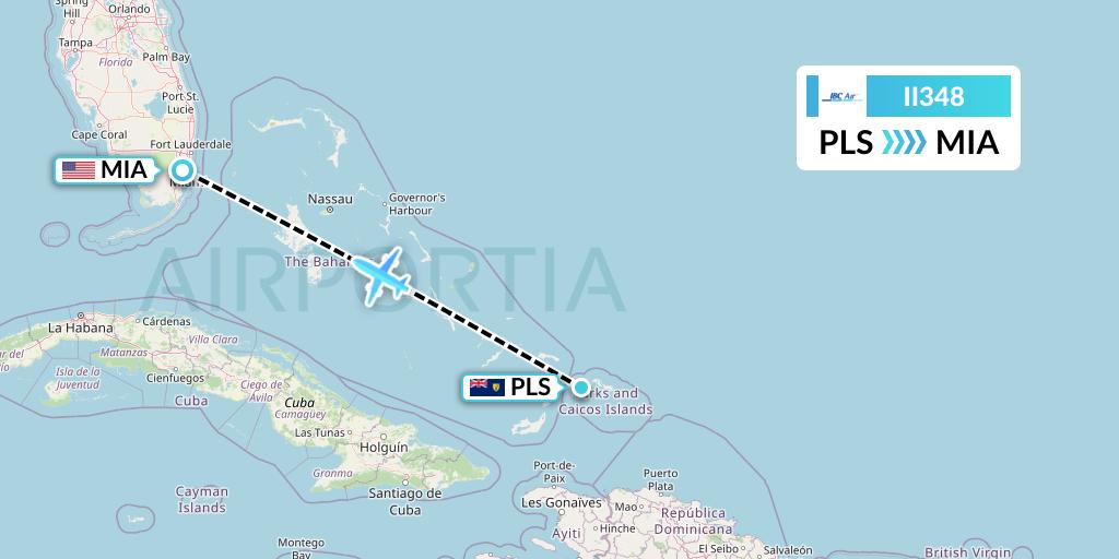 II348 IBC Airways Flight Map: Providenciales to Miami