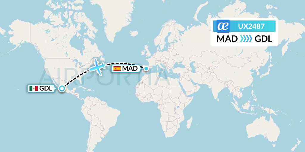 UX2487 Air Europa Flight Map: Madrid to Guadalajara