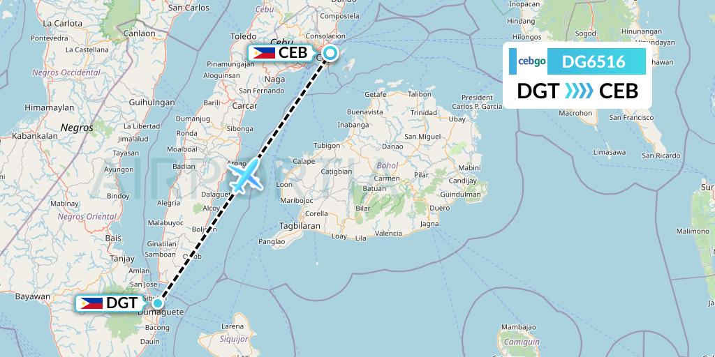 DG6516 Cebgo Flight Map: Dumaguete City to Cebu