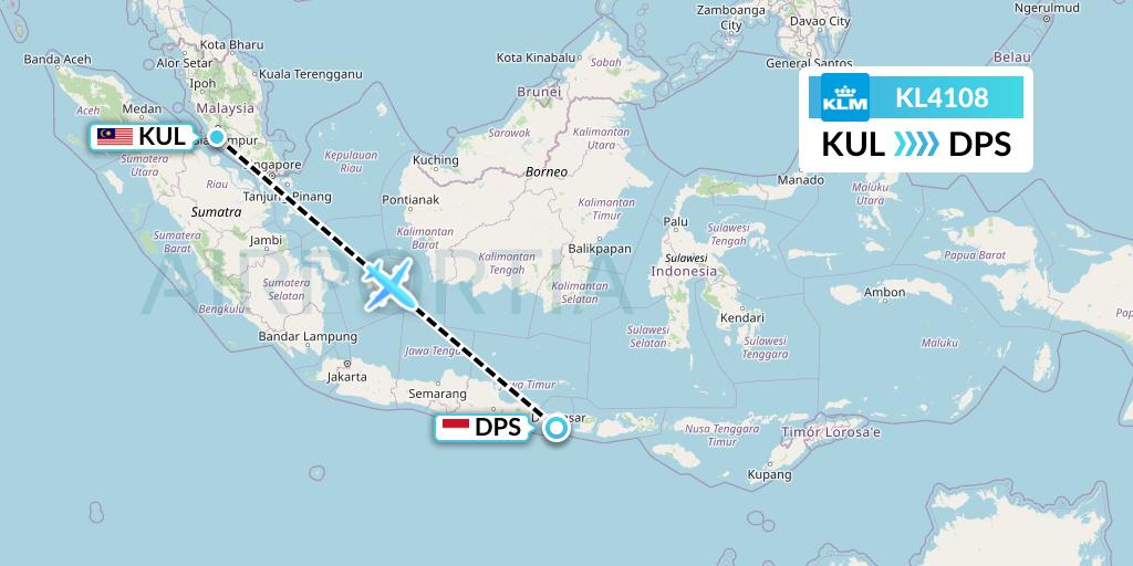 KL4108 KLM Flight Map: Kuala Lumpur to Denpasar