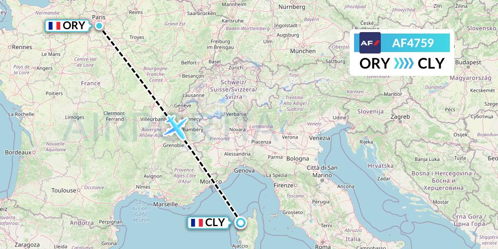 AF4759 Air France Flight Map: Paris to Calvi