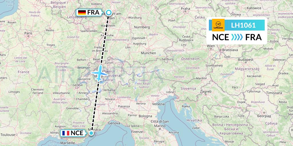 LH1061 Lufthansa Flight Map: Nice to Frankfurt