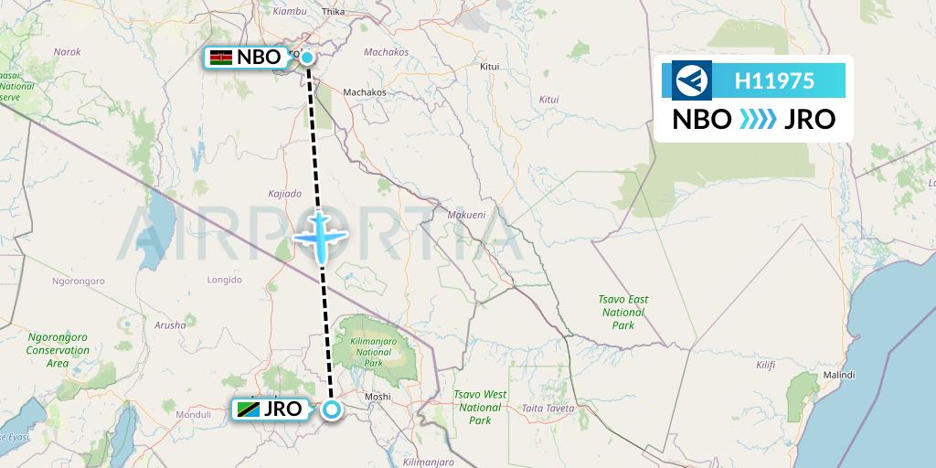 H11975 Hahn Air Systems Flight Map: Nairobi to Kilimanjaro