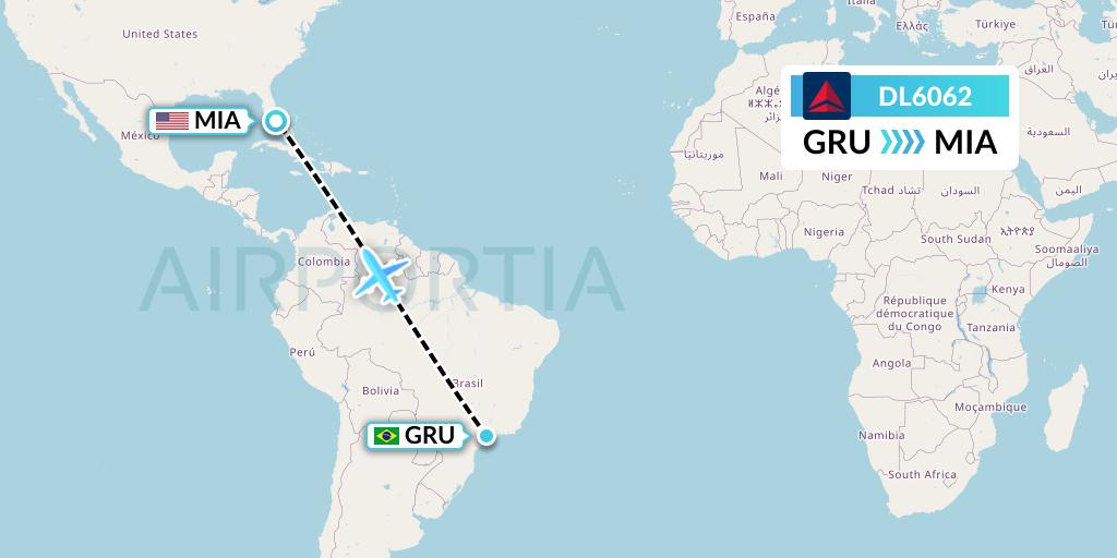 DL6062 Delta Air Lines Flight Map: Sao Paulo to Miami