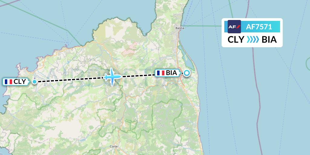 AF7571 Air France Flight Map: Calvi to Bastia
