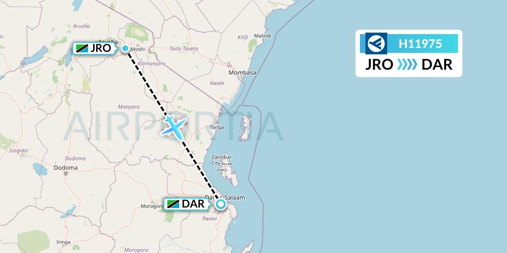 H11975 Hahn Air Systems Flight Map: Kilimanjaro to Dar-es-Salaam