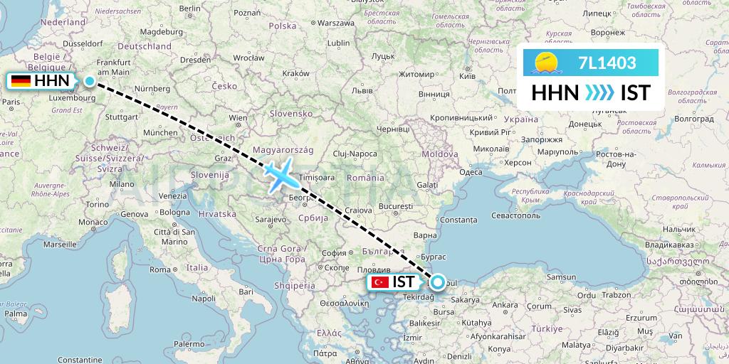 7L1403 Silk Way West Airlines Flight Map: Hahn to Istanbul