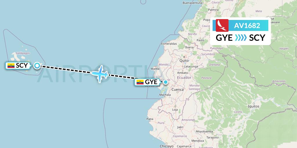 AV1682 Avianca Flight Map: Guayaquil to San Cristobal