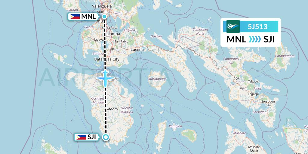 5J513 CEBU Pacific Air Flight Map: Manila to San Jose