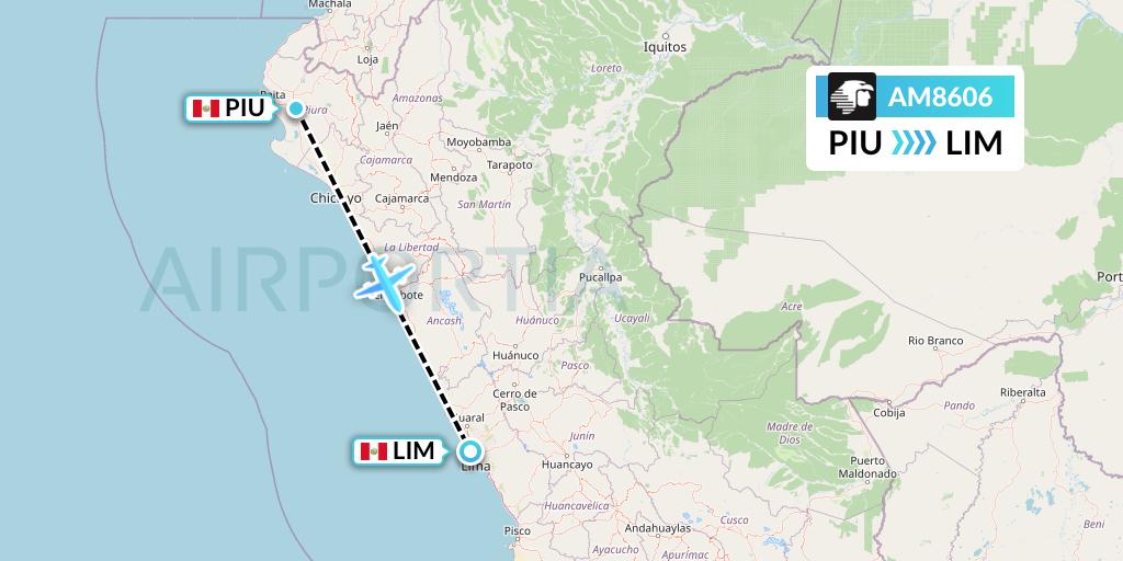AM8606 Aeromexico Flight Map: Piura to Lima