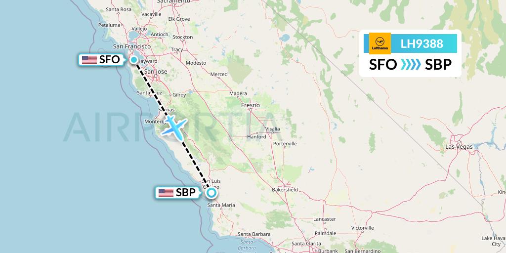 LH9388 Lufthansa Flight Map: San Francisco to San Luis Obispo