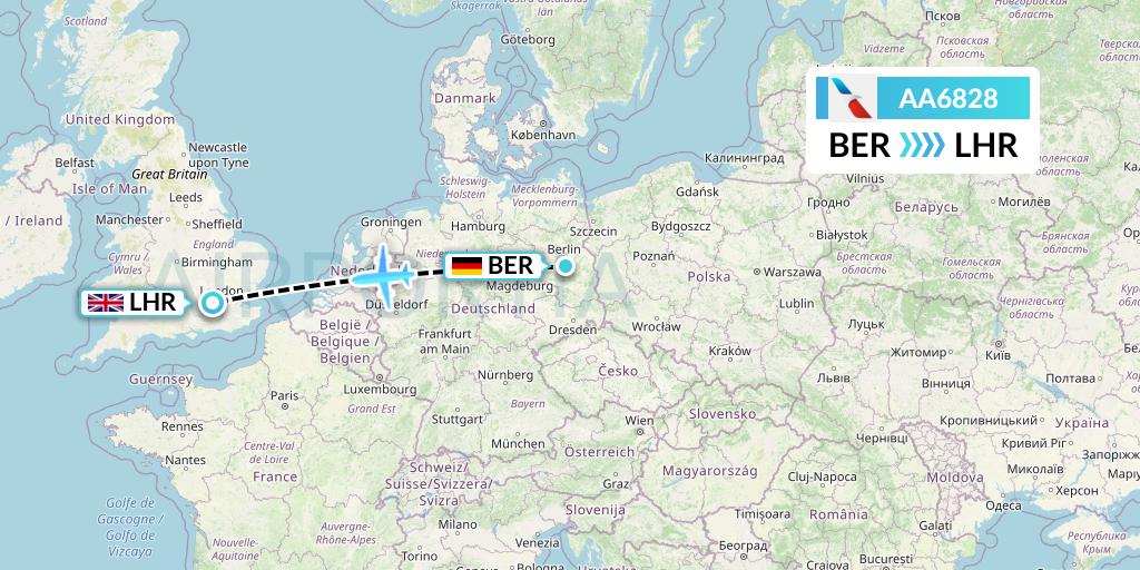 AA6828 American Airlines Flight Map: Berlin to London
