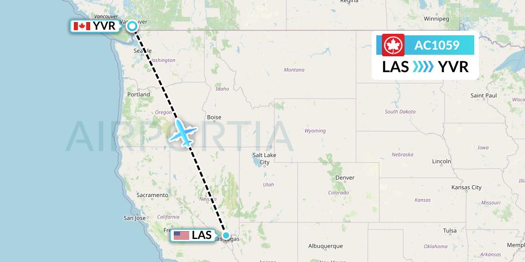 AC1059 Air Canada Flight Map: Las Vegas to Vancouver