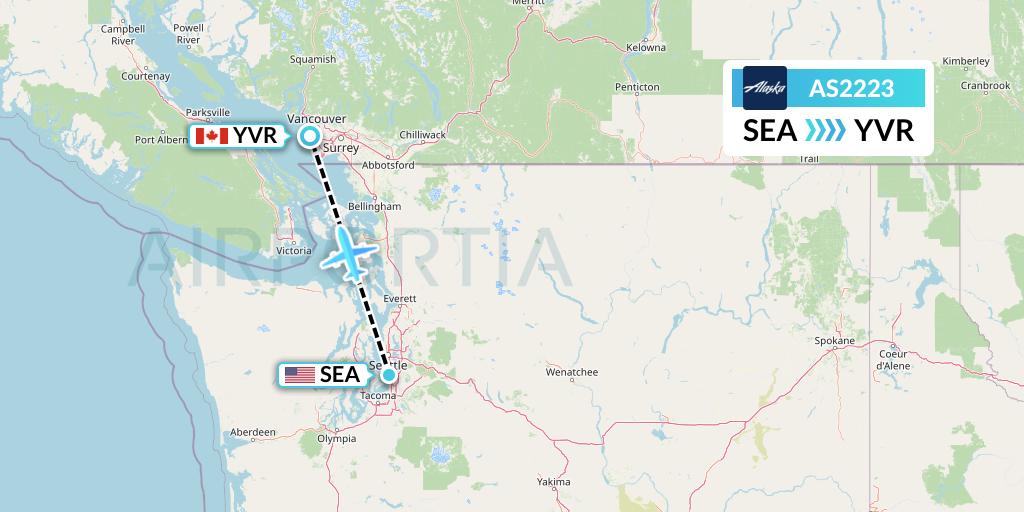 AS2223 Alaska Airlines Flight Map: Seattle to Vancouver