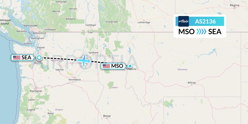 AS2136 Alaska Airlines Flight Map: Missoula to Seattle