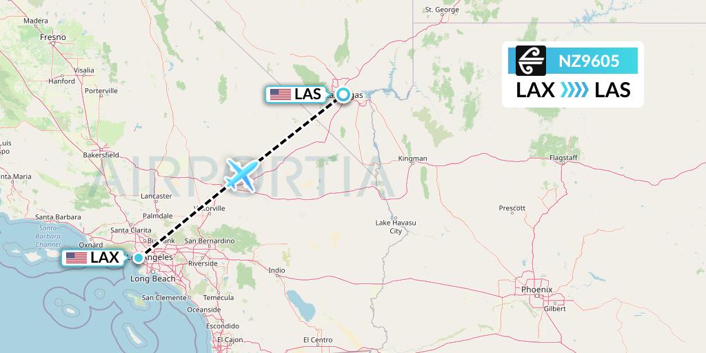 NZ9605 Air New Zealand Flight Map: Los Angeles to Las Vegas